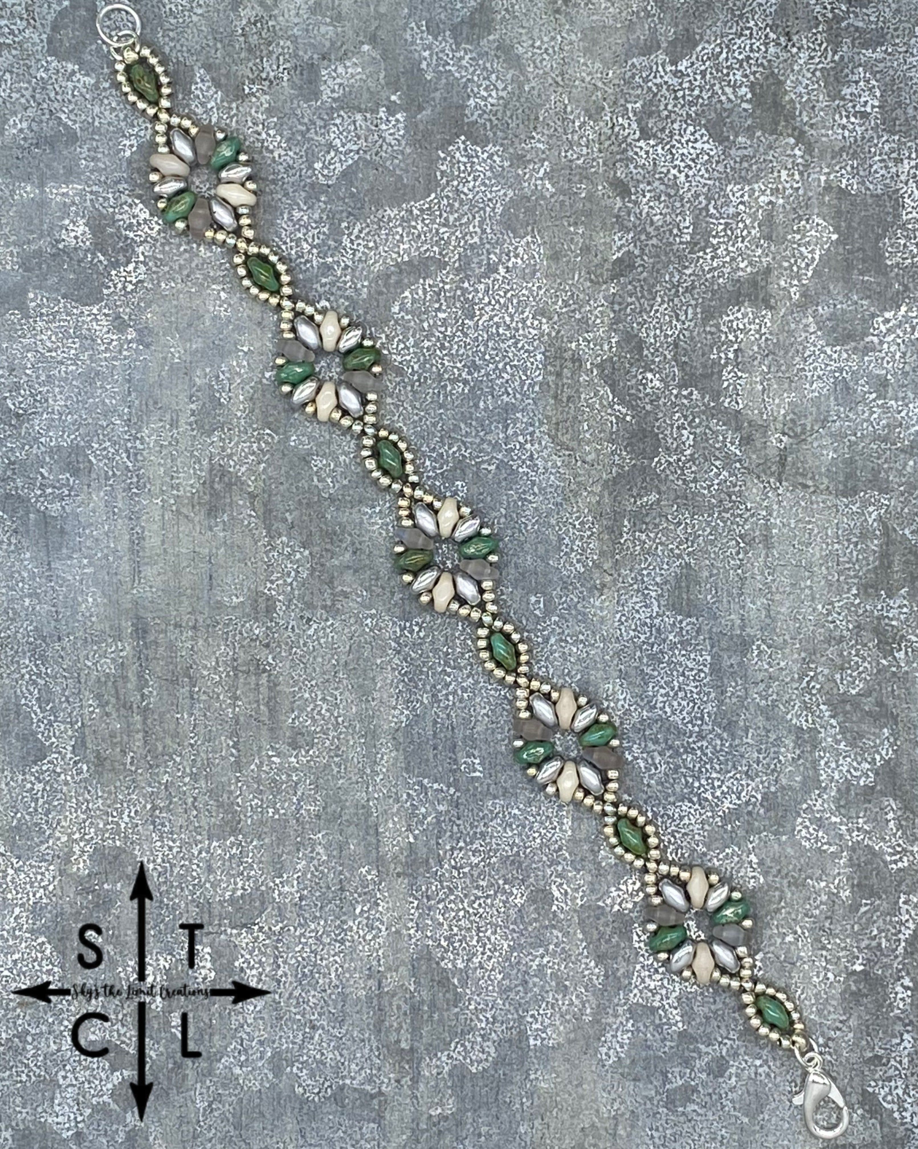 Turquoise White Clear Silver Dallis Bracelet