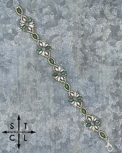 Turquoise White Clear Silver Dallis Bracelet