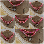 Load image into Gallery viewer, Pink Hot Pink Pearl White Silver Stretchy Anklet
