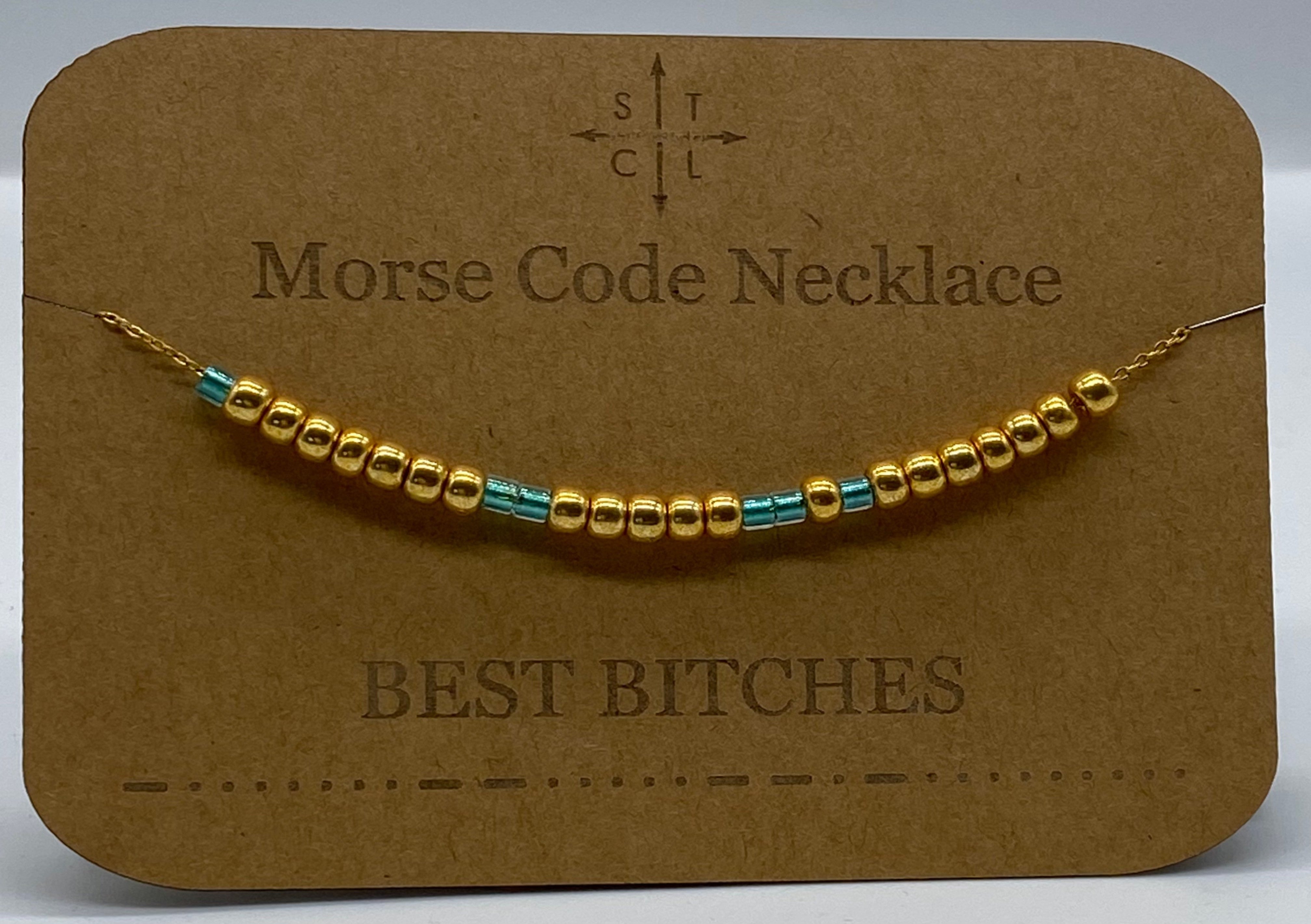 Morse Code Necklace BEST BITCHES Gold