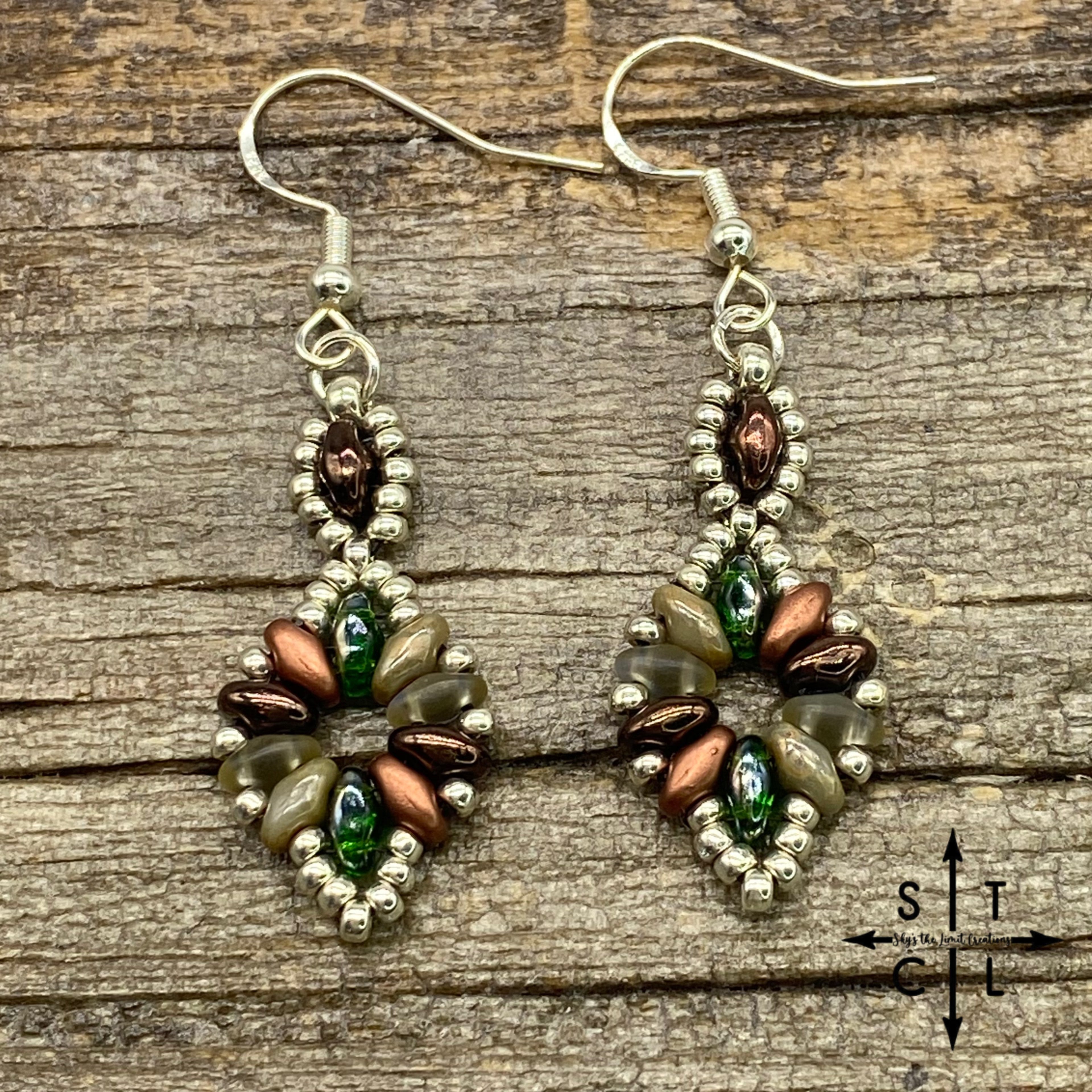 Green Copper Brown Olive Dallis Earrings