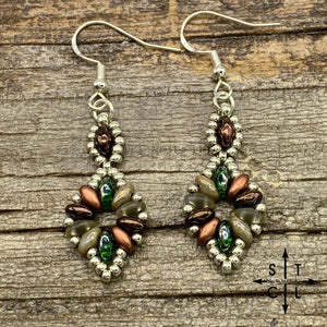 Green Copper Brown Olive Dallis Earrings