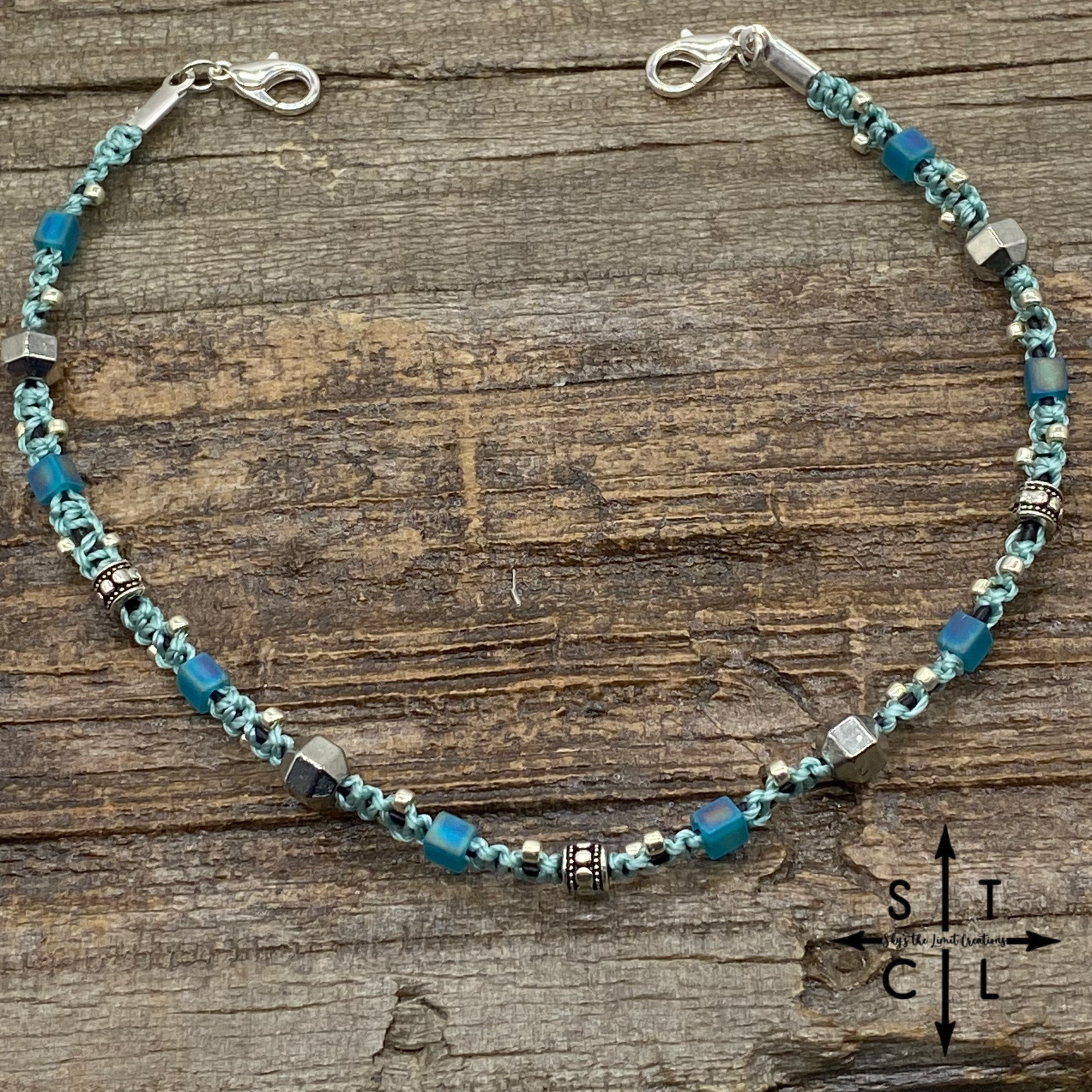 Light Turquoise Silver Trucker Hat Chain