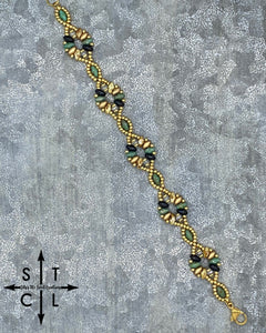 Green Turquoise Gold Black Picasso Bone Dallis Bracelet