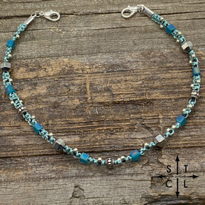 Light Turquoise Silver Trucker Hat Chain