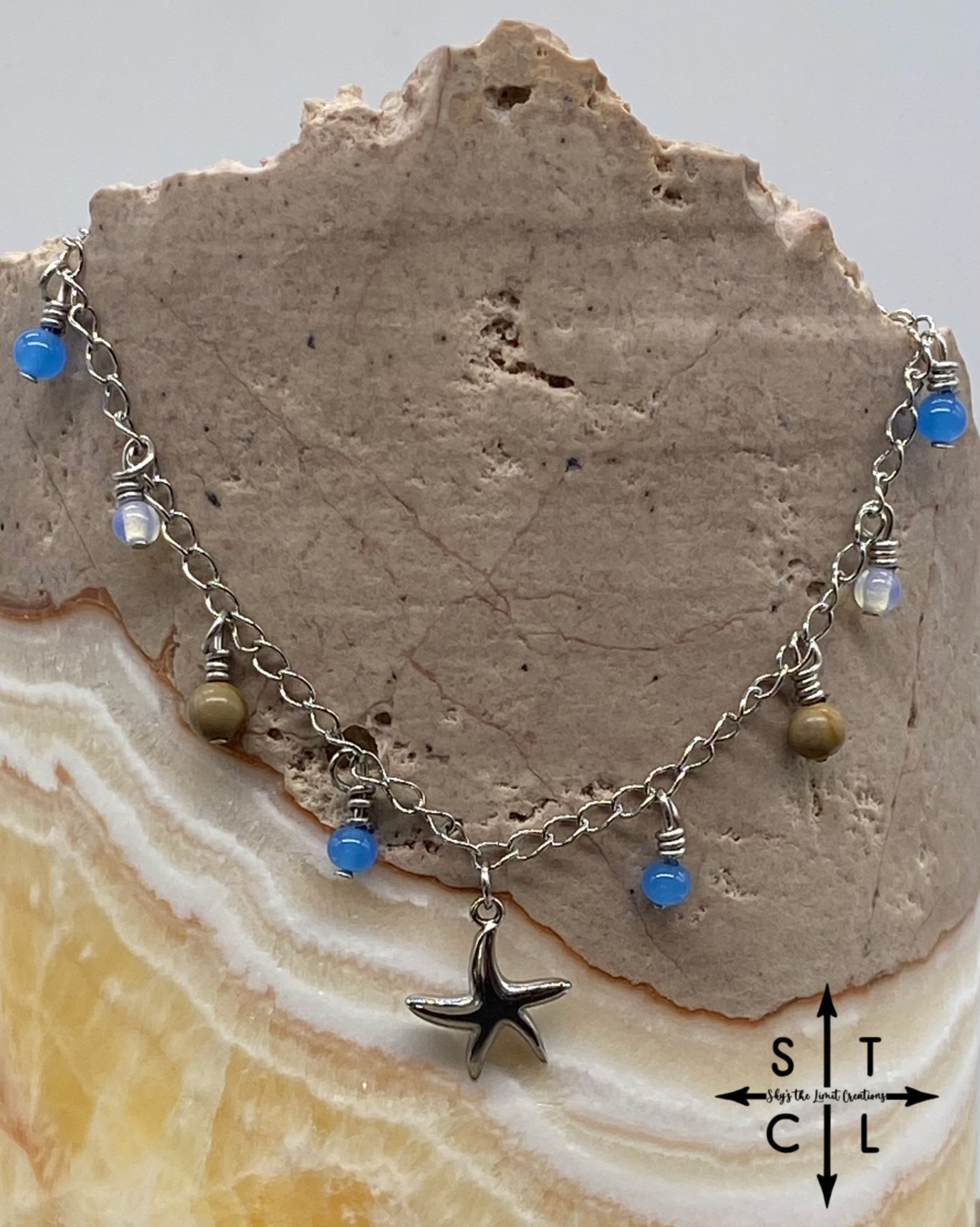Starfish Blue Brown Clear Katy Anklet
