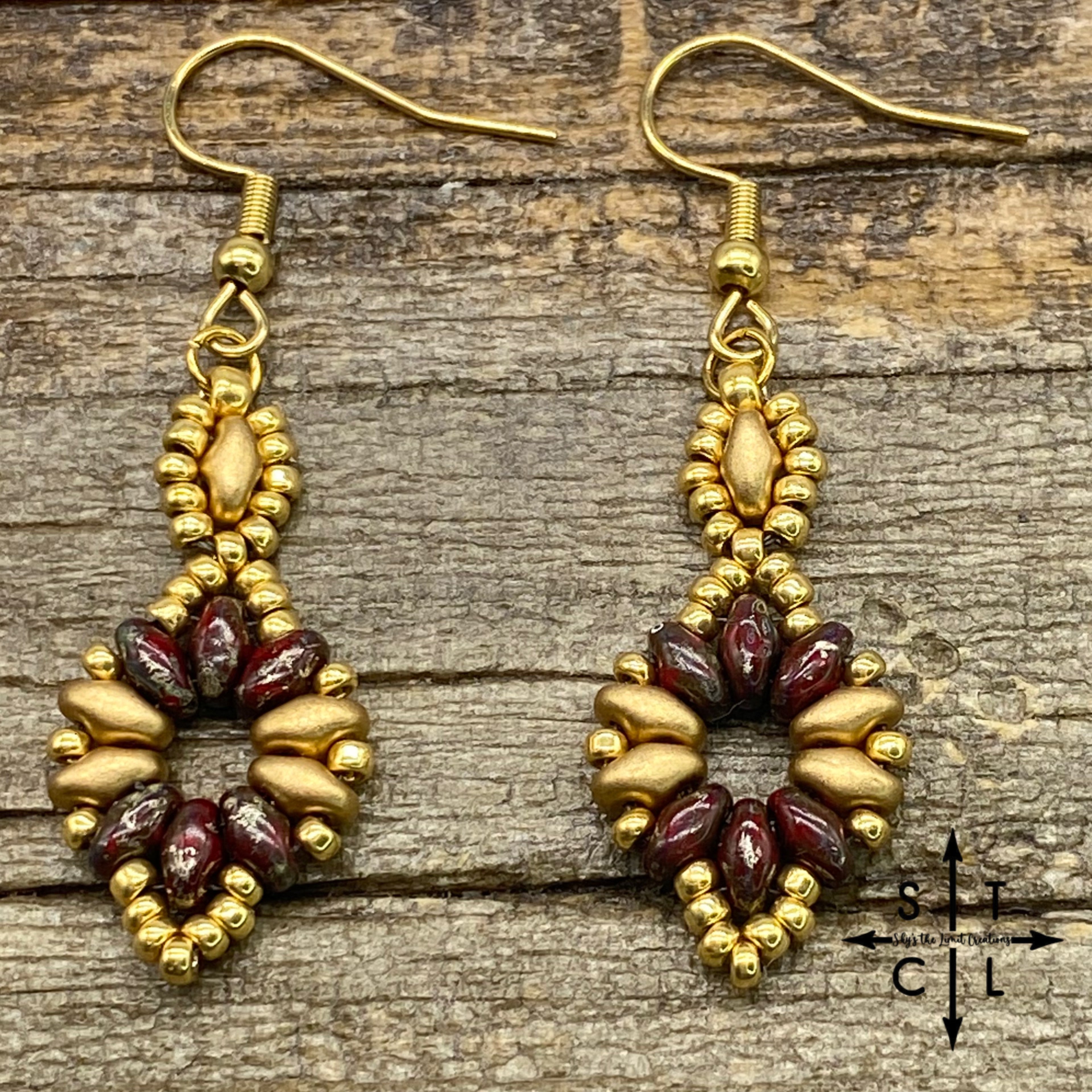 Picasso Maroon Gold Dallis Earrings