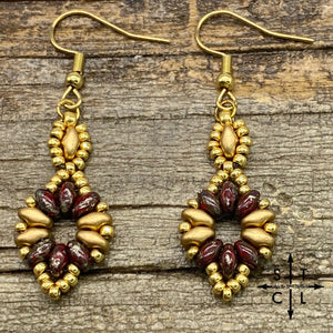 Picasso Maroon Gold Dallis Earrings