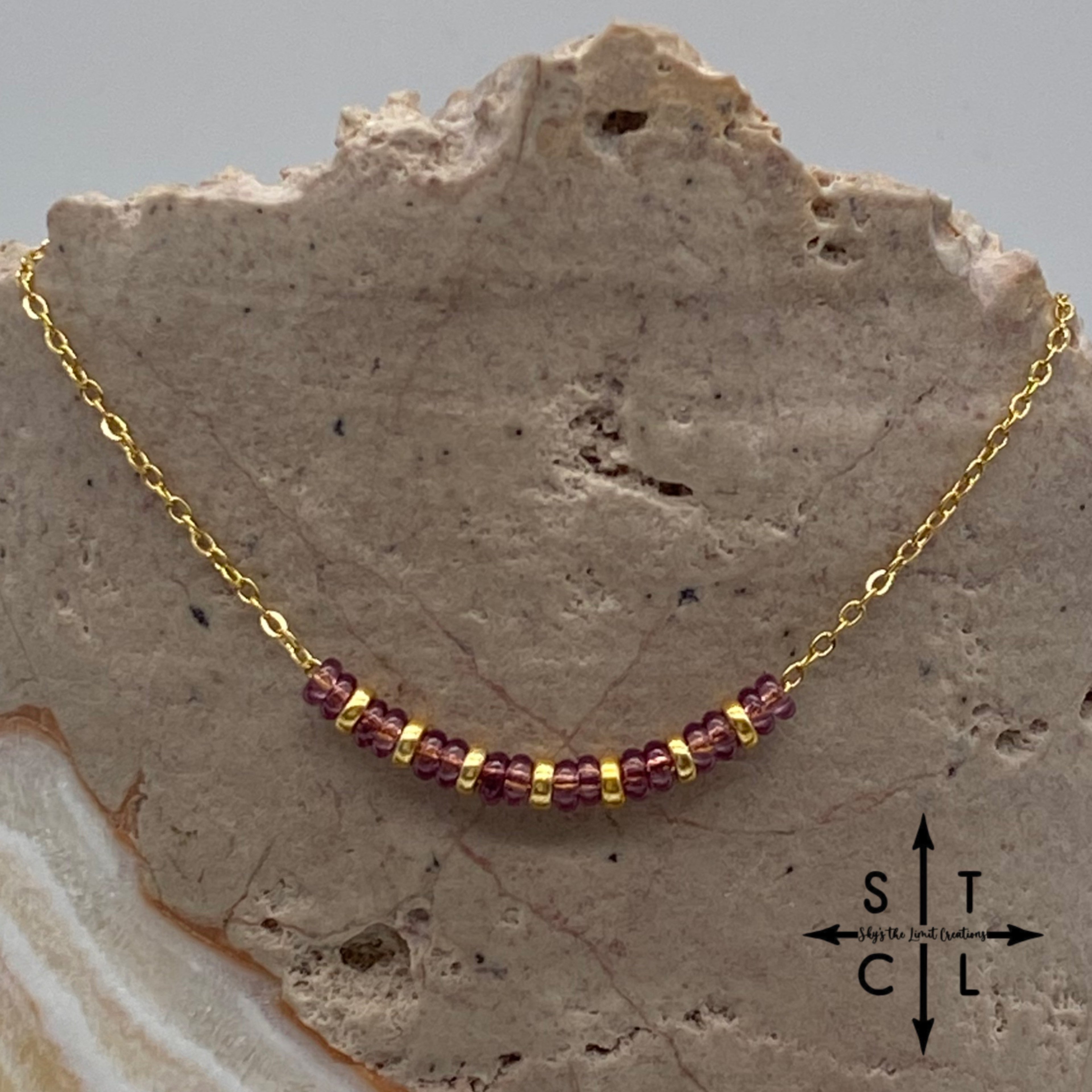 Clear Purple Gold No Charm Necklace