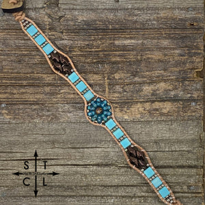 Clear Turquoise Metallic Brown Daisy