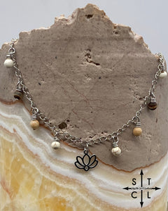 Lotus Flower White Apricot Brown Katy Anklet