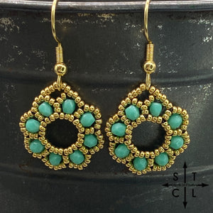 Light Turquoise On Gold Amanda Earrings