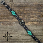 Load image into Gallery viewer, Clear Grey Black Turquoise Daisy
