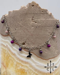 Butterfly Mix Purple Light Pink Katy Anklet