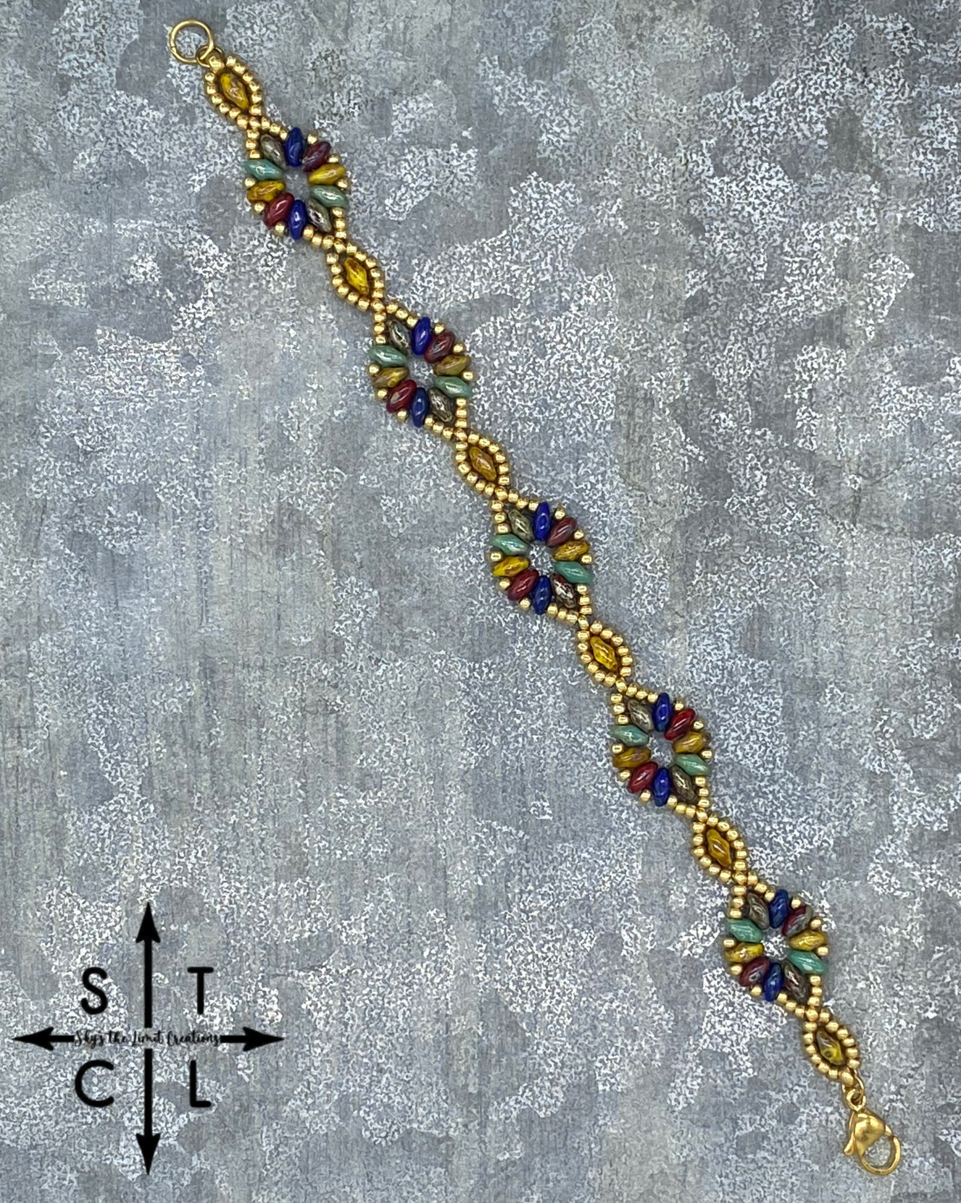 Blue Turquoise Mustard Red Dallis Bracelet
