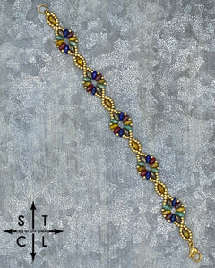 Blue Turquoise Mustard Red Dallis Bracelet