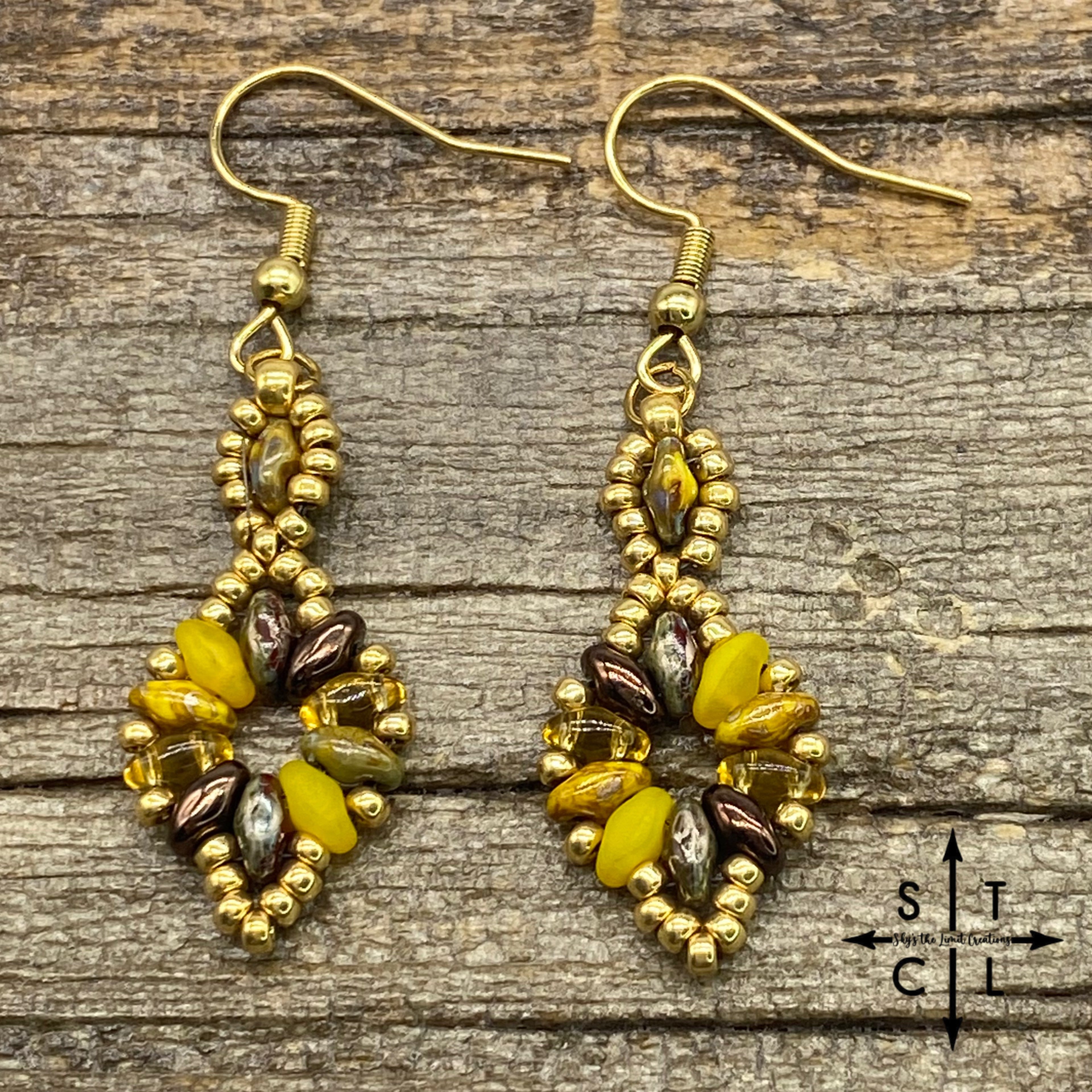 Yellow Brown Amber Dallis Earrings
