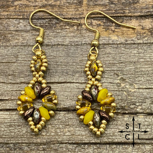 Yellow Brown Amber Dallis Earrings