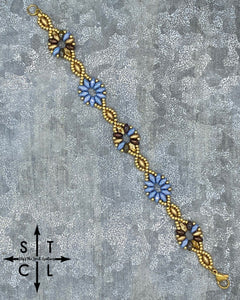 Picasso Bone Light Blue Luster Brown Gold Dallis Bracelet