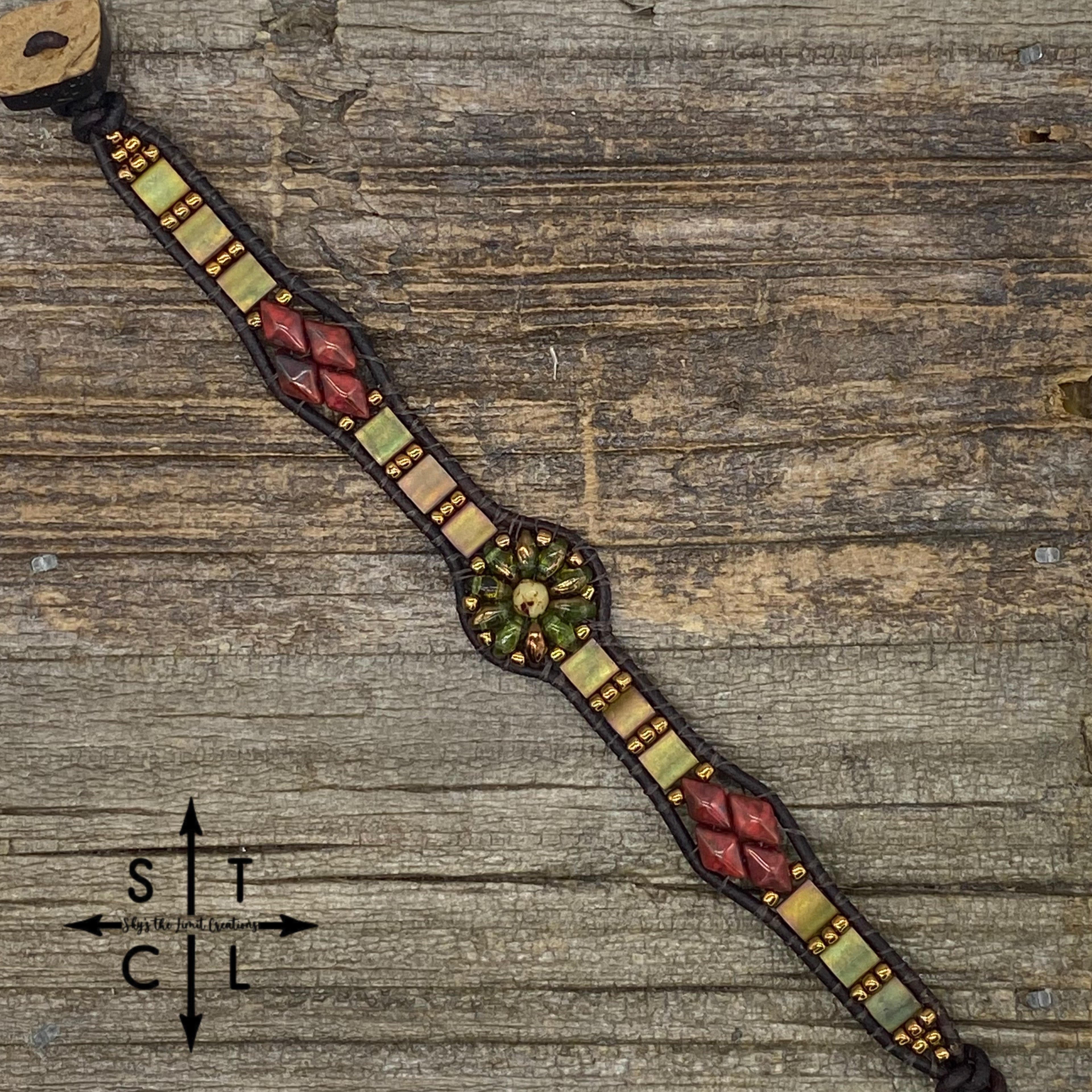 Clear Olive Green Peacock Bronze Picasso Red Daisy