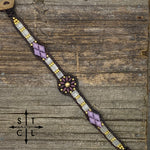Load image into Gallery viewer, Dark Purple Clear Pearl Lilac Gold Daisy
