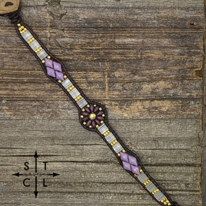 Dark Purple Clear Pearl Lilac Gold Daisy