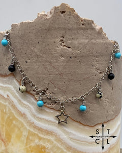 Star Turquoise Black Dalmatian Katy Anklet