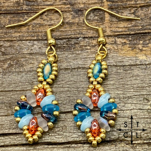 Turquoise Clear Orange Light Blue Dallis Earrings
