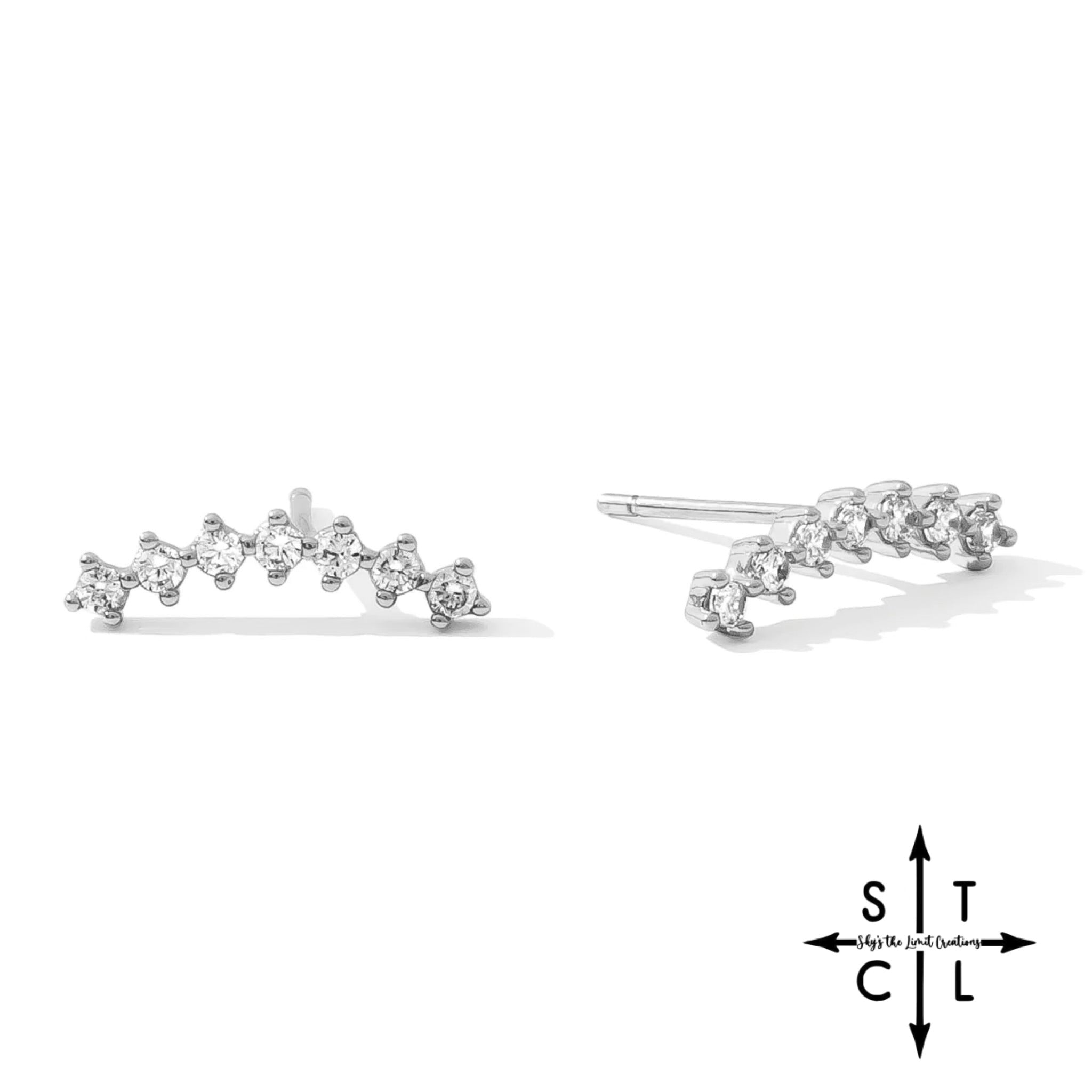 Silver Crawler Stud Earrings