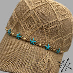 Load image into Gallery viewer, Turquoise Starfish Beige Matte Gold Trucker Hat Chain
