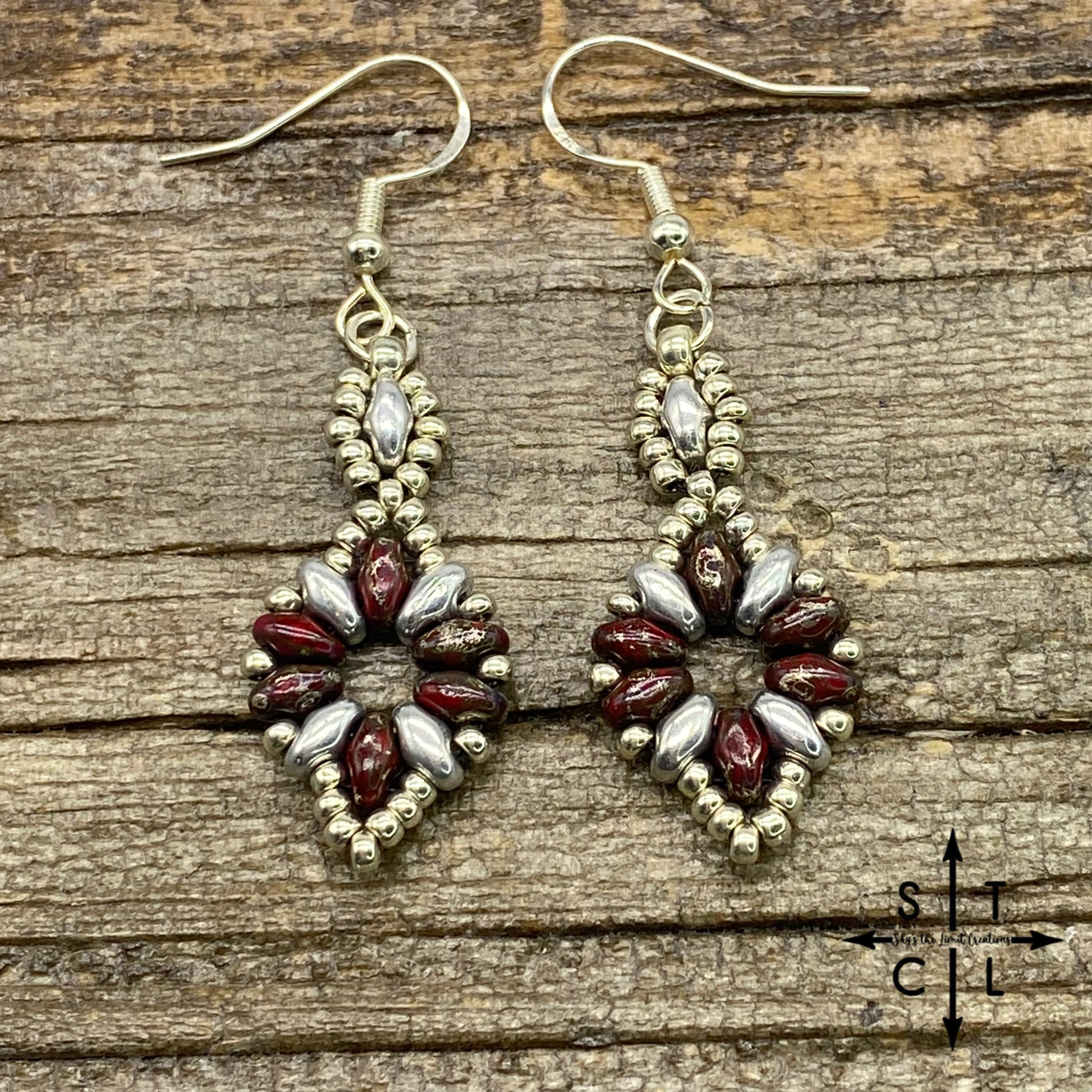 Picasso Maroon SIlver Dallis Earrings