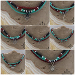 Load image into Gallery viewer, Turquoise Maroon Black White Silver Stretchy Anklet
