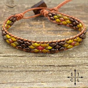 Christine Picasso Mustard Metallic Brown Clear Orange Bracelet