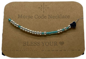 Morse Code Necklace BLESS YOUR🖤 Silver