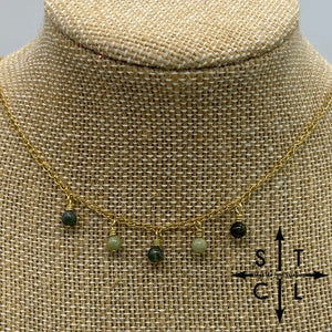 Green Dark Green Gold Katy Necklace