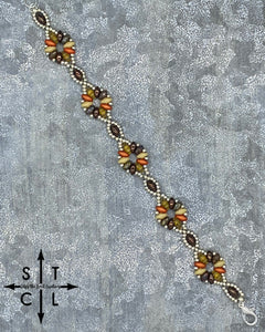 Brown Orange Amber Beige Silver Dallis Bracelet