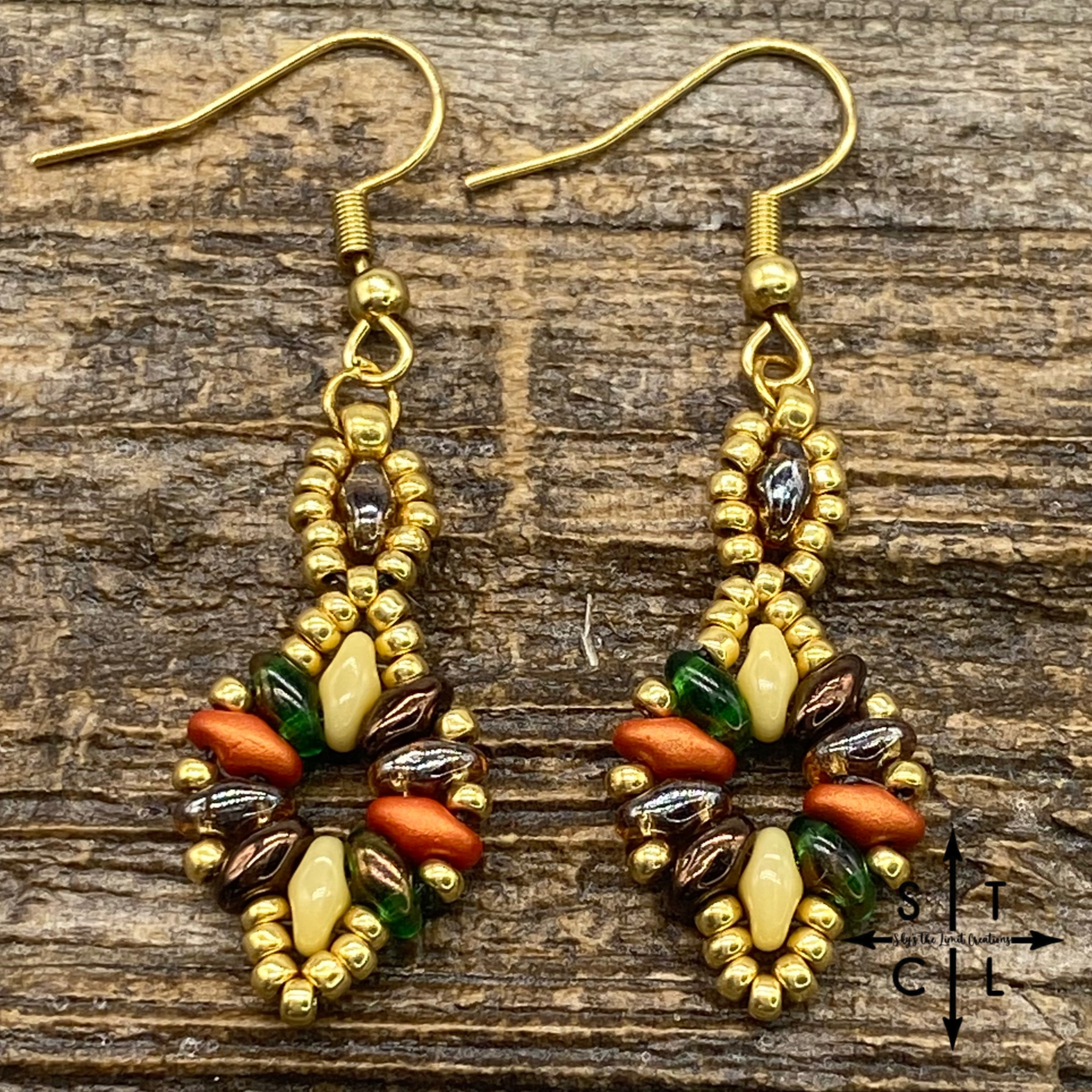 Brown Orange Green Beige Dallis Earrings