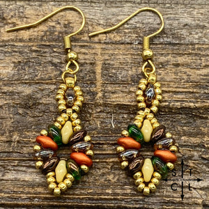 Brown Orange Green Beige Dallis Earrings