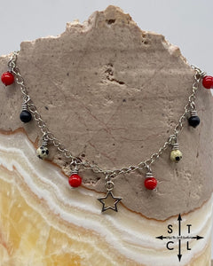 Star Red Black Dalmatian Katy Anklet