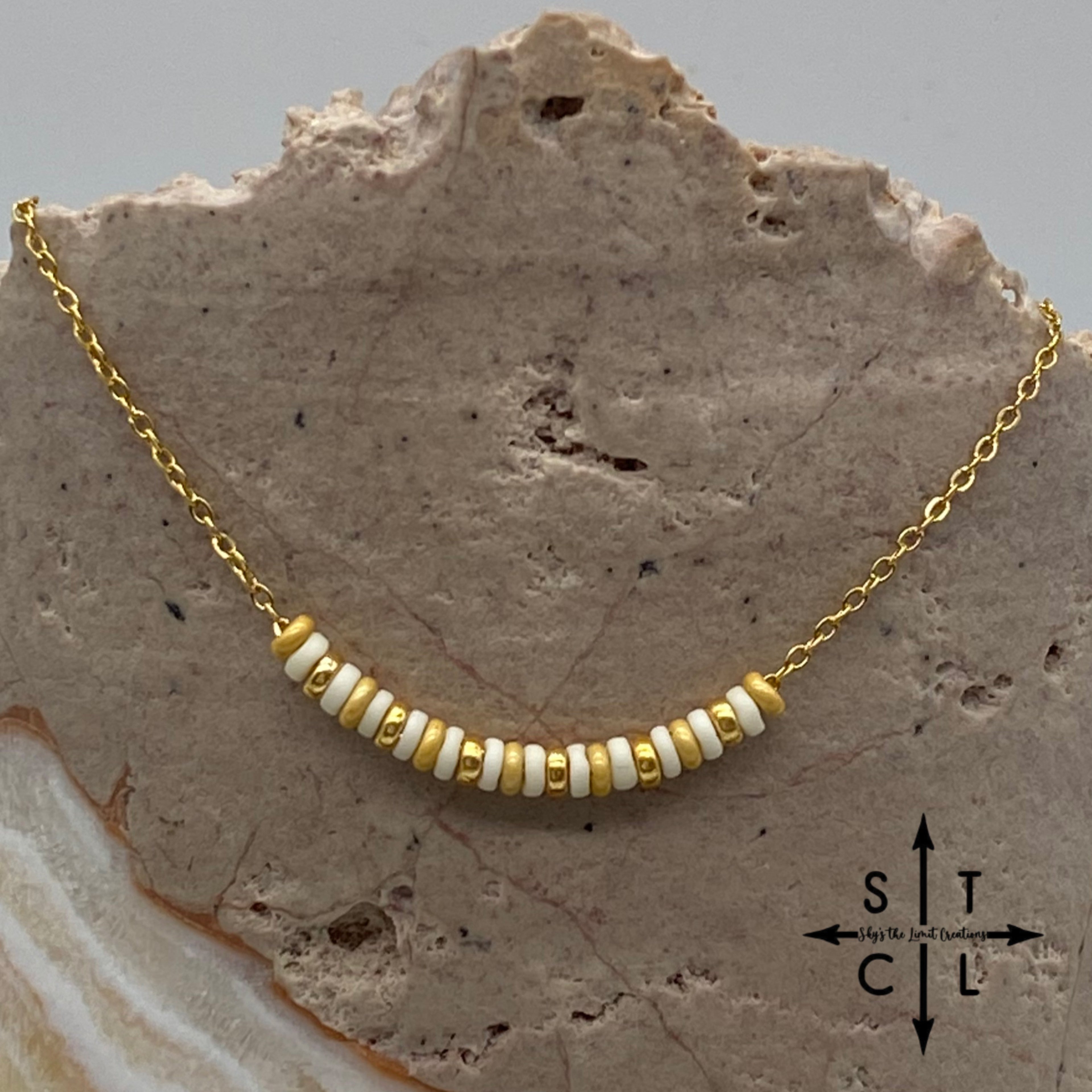 White Gold Matte Gold No Charm Necklace