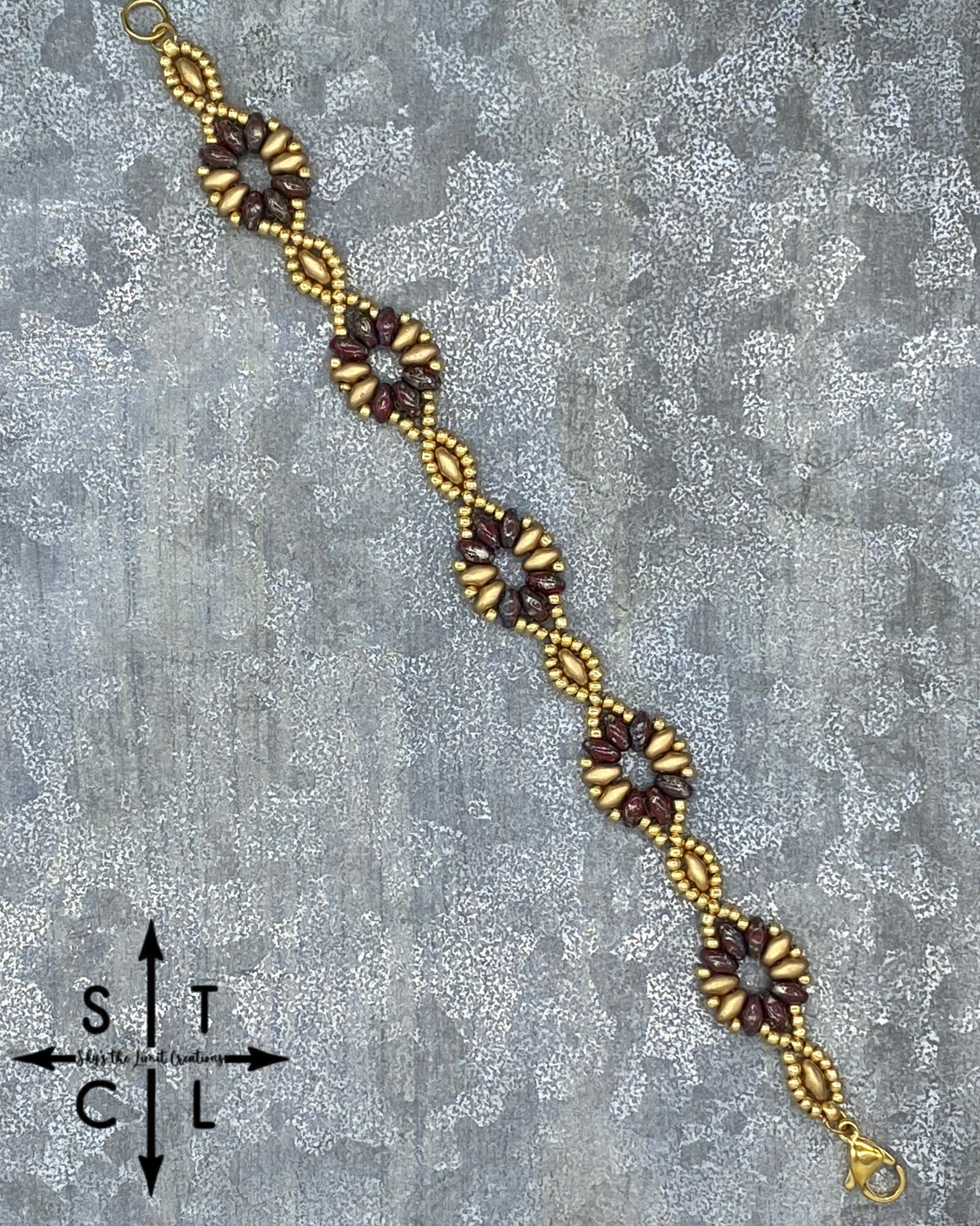 Picasso Maroon Gold Dallis Bracelet