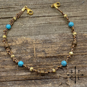 Turquoise Gold Beige Picasso Trucker Hat Chain
