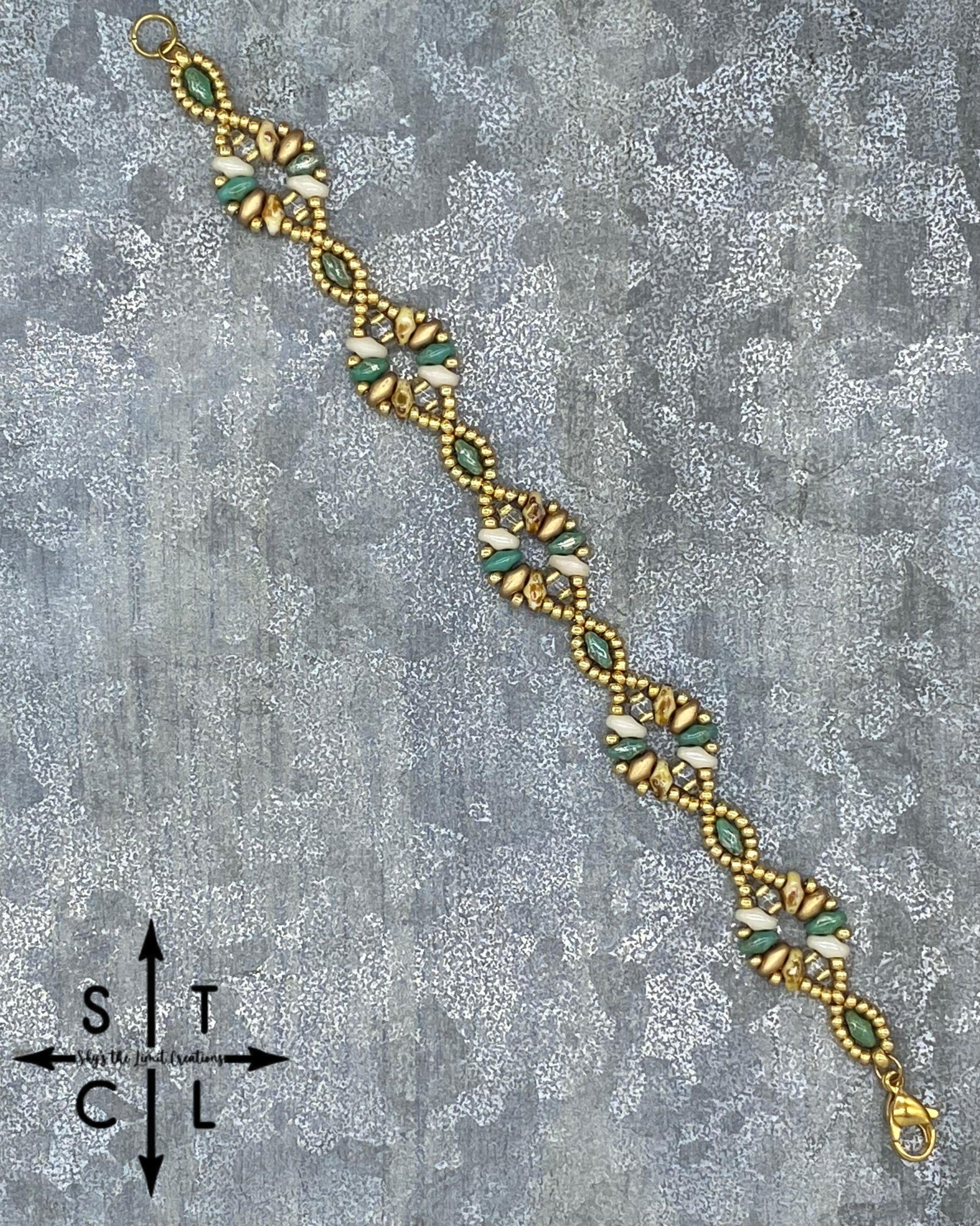 Turquoise Gold Clear Gold Off White Gold Dallis Bracelet