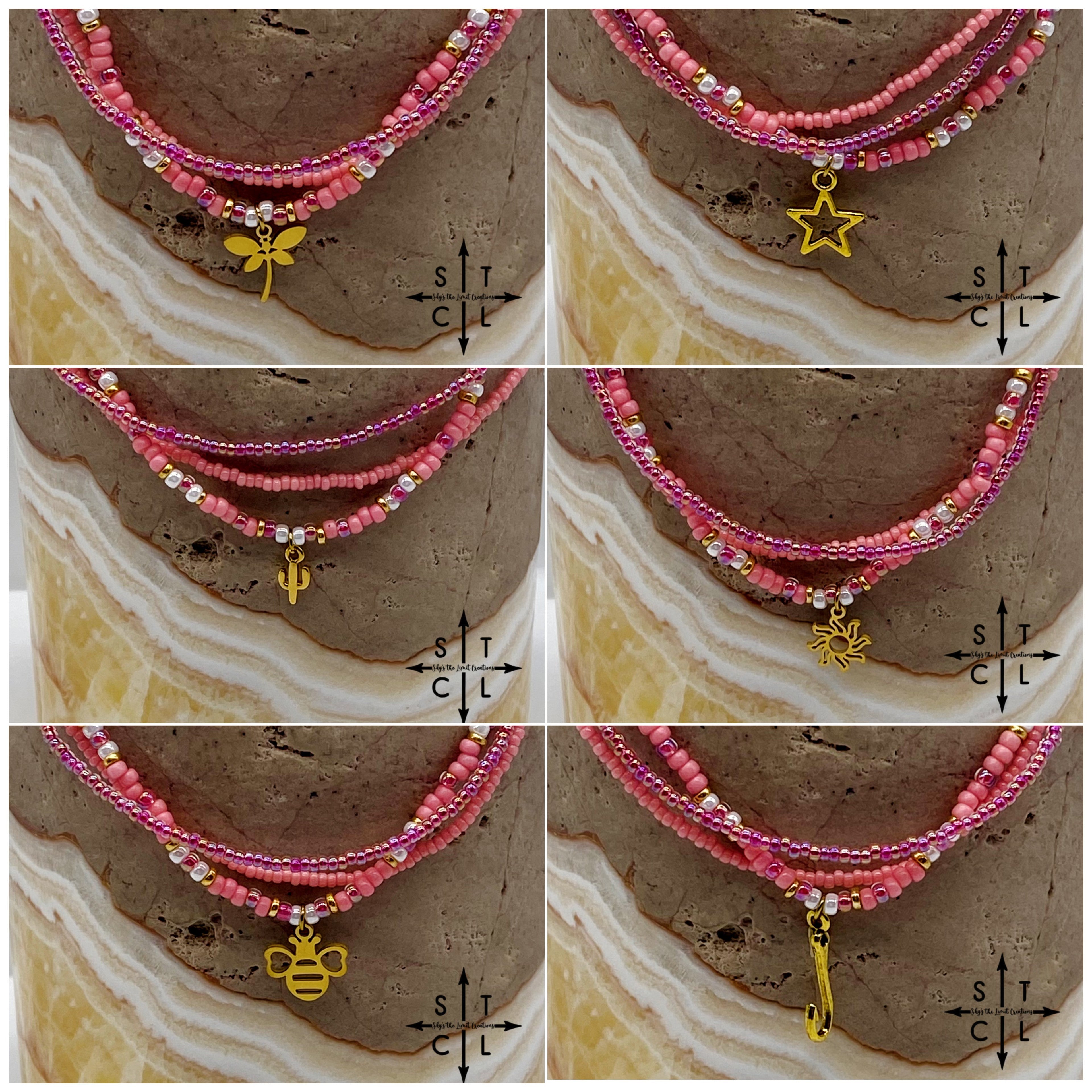 Pink Hot Pink Pearl White Gold Stretchy Anklet