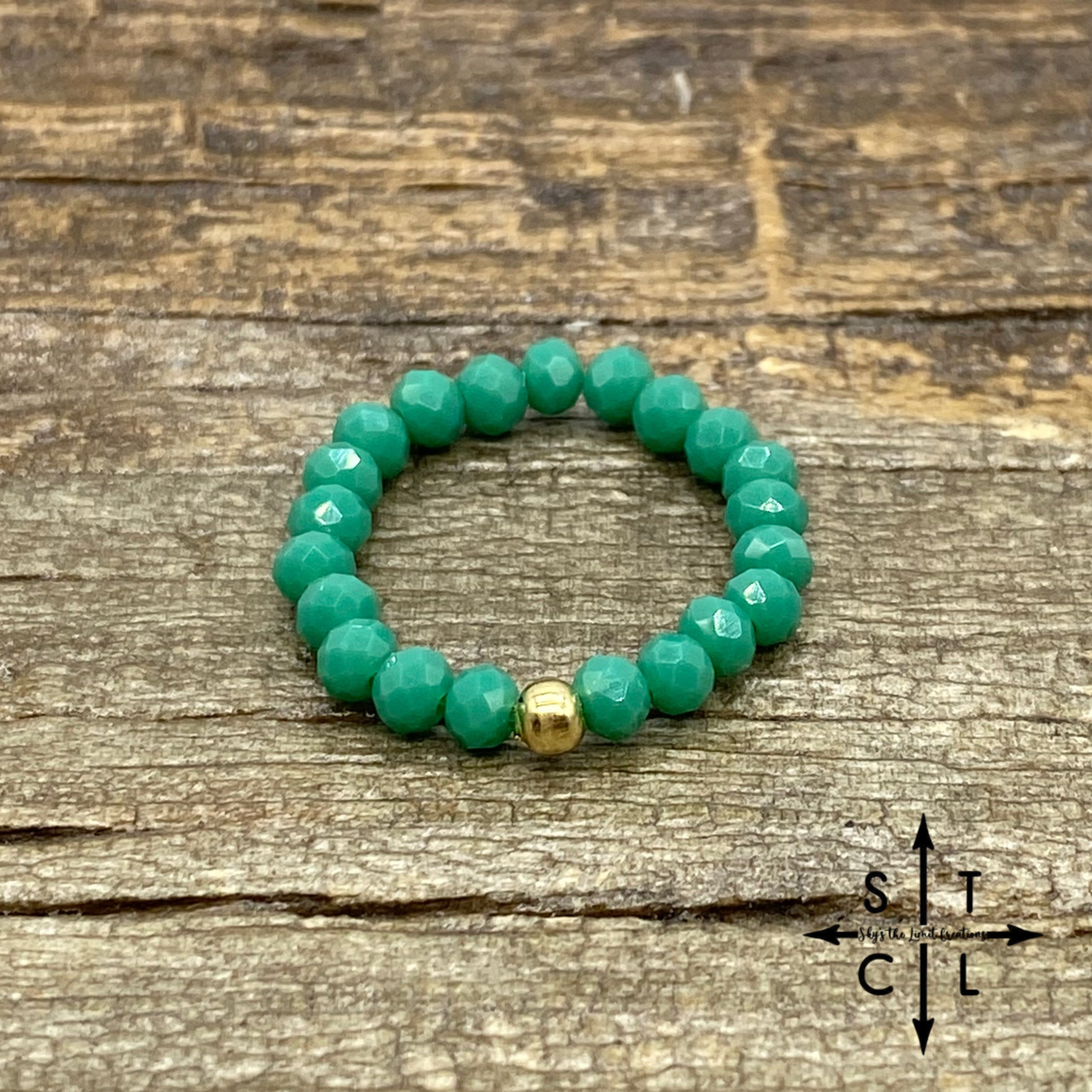 Teal Crystal Stretch Ring