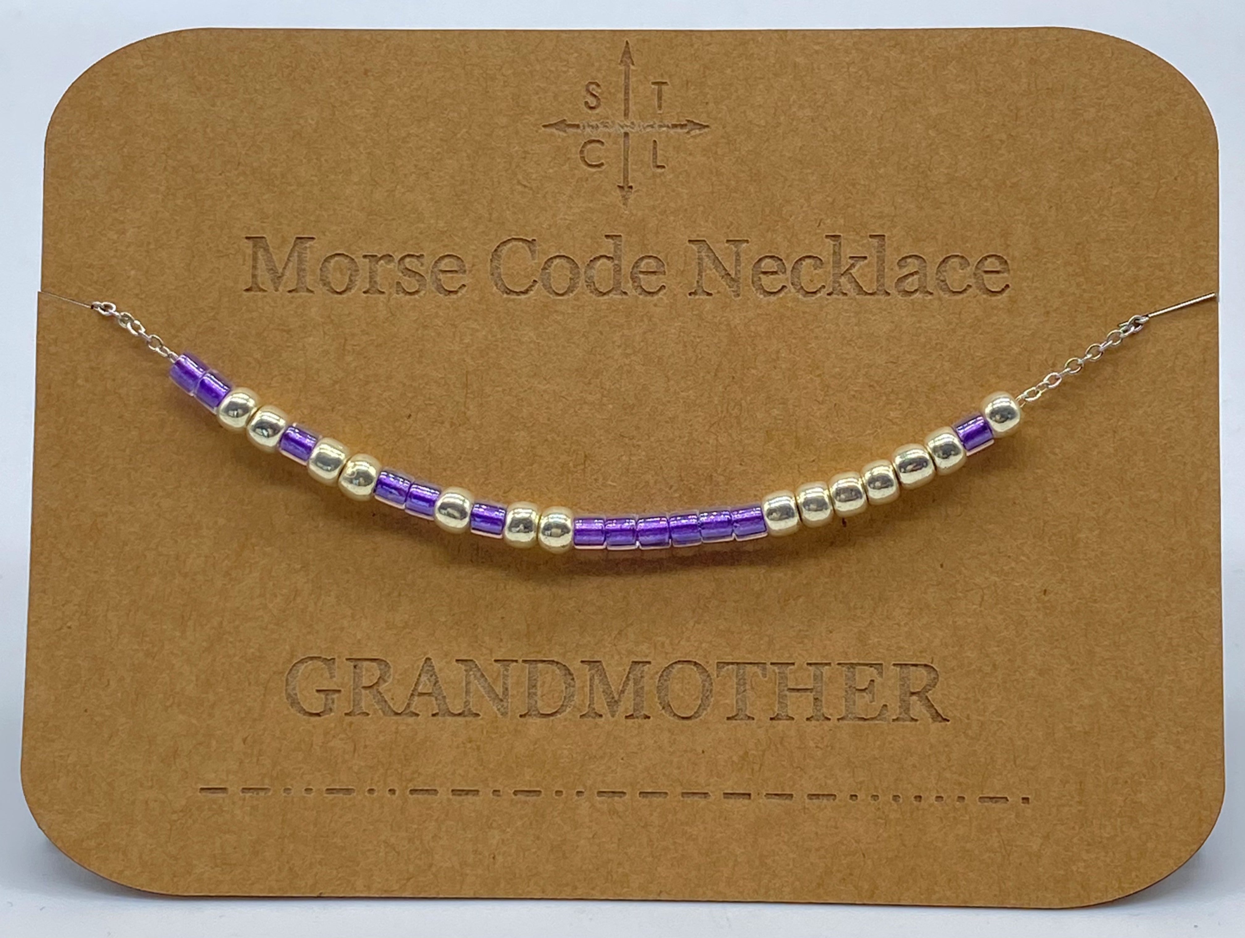 Morse Code Necklace Grandmother Silver