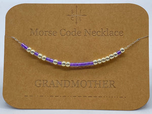 Morse Code Necklace Grandmother Silver