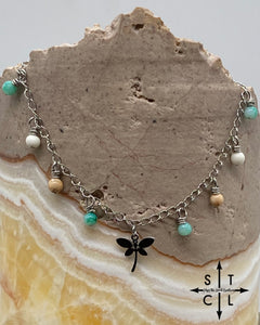 Dragonfly Light Green Peach White Katy Anklet