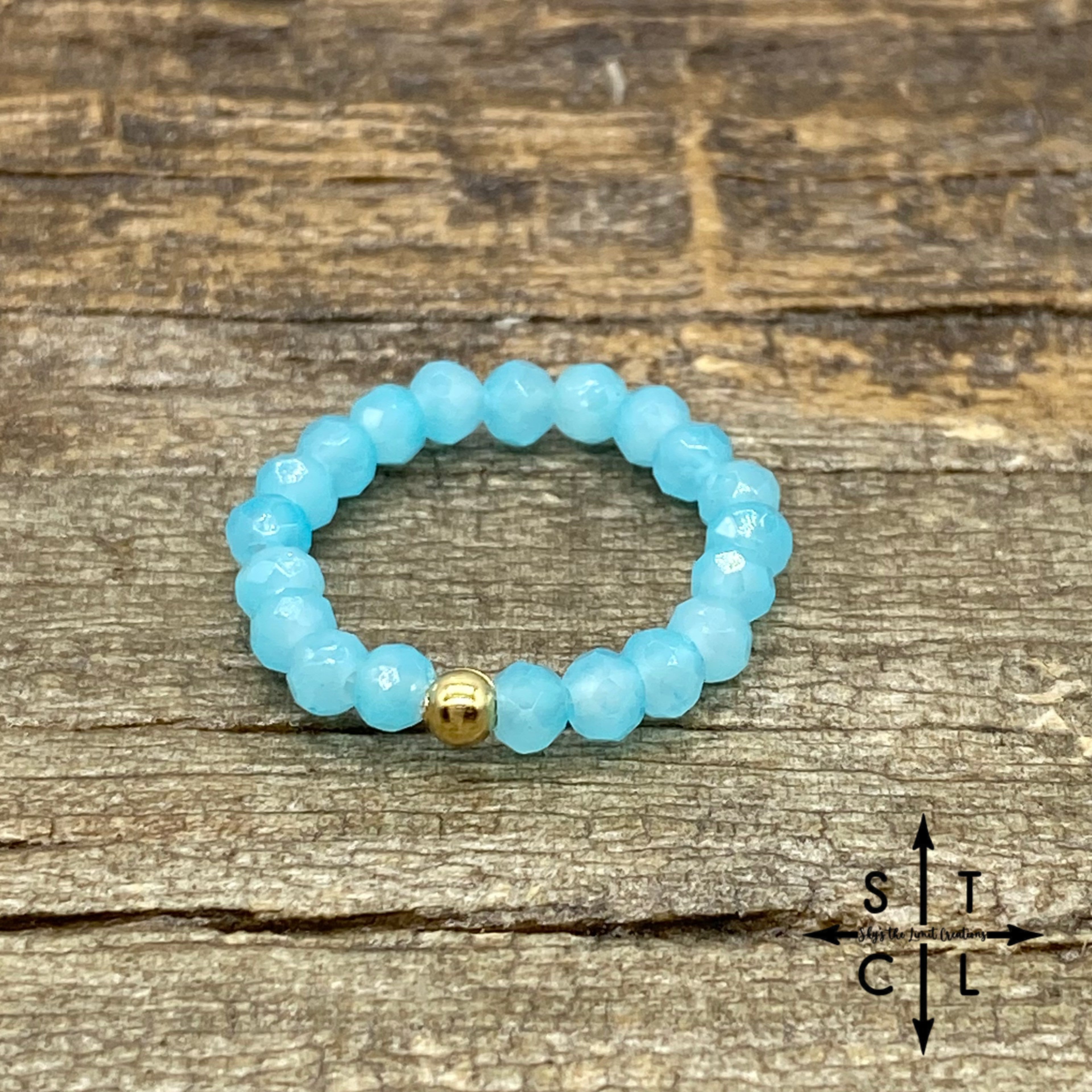 Clear Light Blue Crystal Stretch Ring