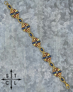 Blue Gold Copper Apricot Picasso Bone Gold Dallis Bracelet